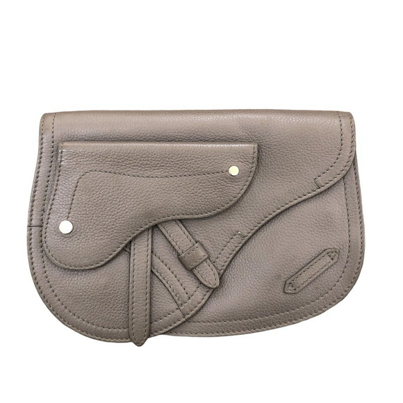 Dior Waist Saddle Leather Bag Christian  Gray - Picture 1 of 9